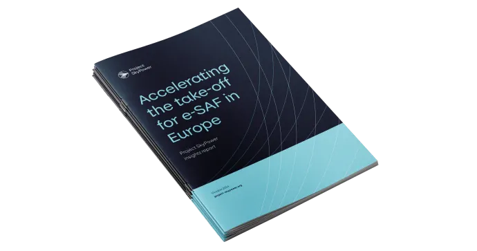 Report cover for Accelerating the take-off for e-SAF in Europe 